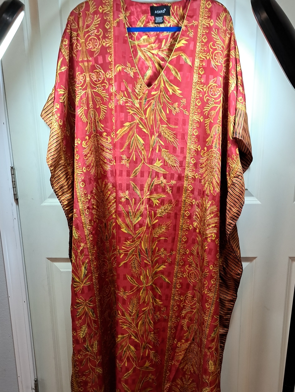 Ashro Red and Gold Botanical Print Kaftan